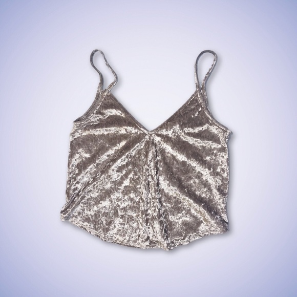 Full Tilt V Neck/Back Cream Crushed Velvet Tank - Picture 2 of 5